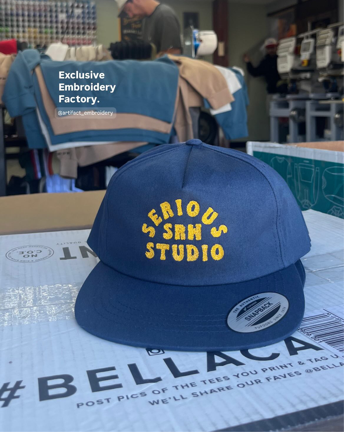 SERIOUS STUDIO CHAIN STITCH SNAPBACK HAT - BLUE